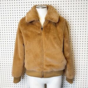 Banana Republic | Faux Fur Bomber Jacket in Camel Tan Sz. S